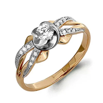 Кольцо из красного золота с камнями Swarovski