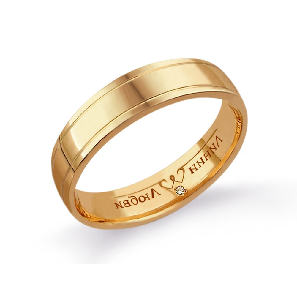 Обручальное кольцо из красного золота с камнями Бриллиант