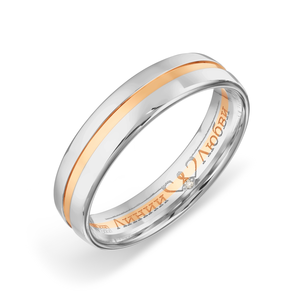 Обручальное кольцо из белого и красного золота с камнями Бриллиант