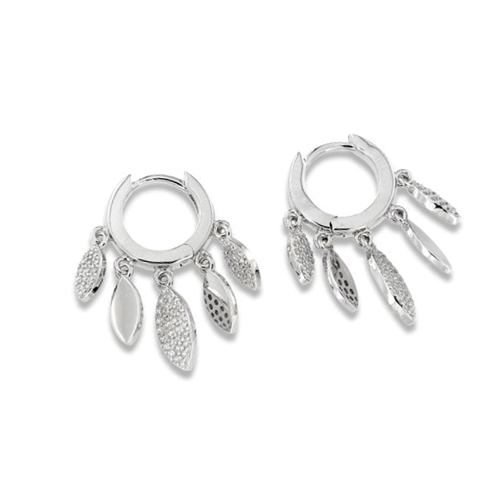 Cercei Creole din argint  cu pietre Cubic Zirconia Incolor