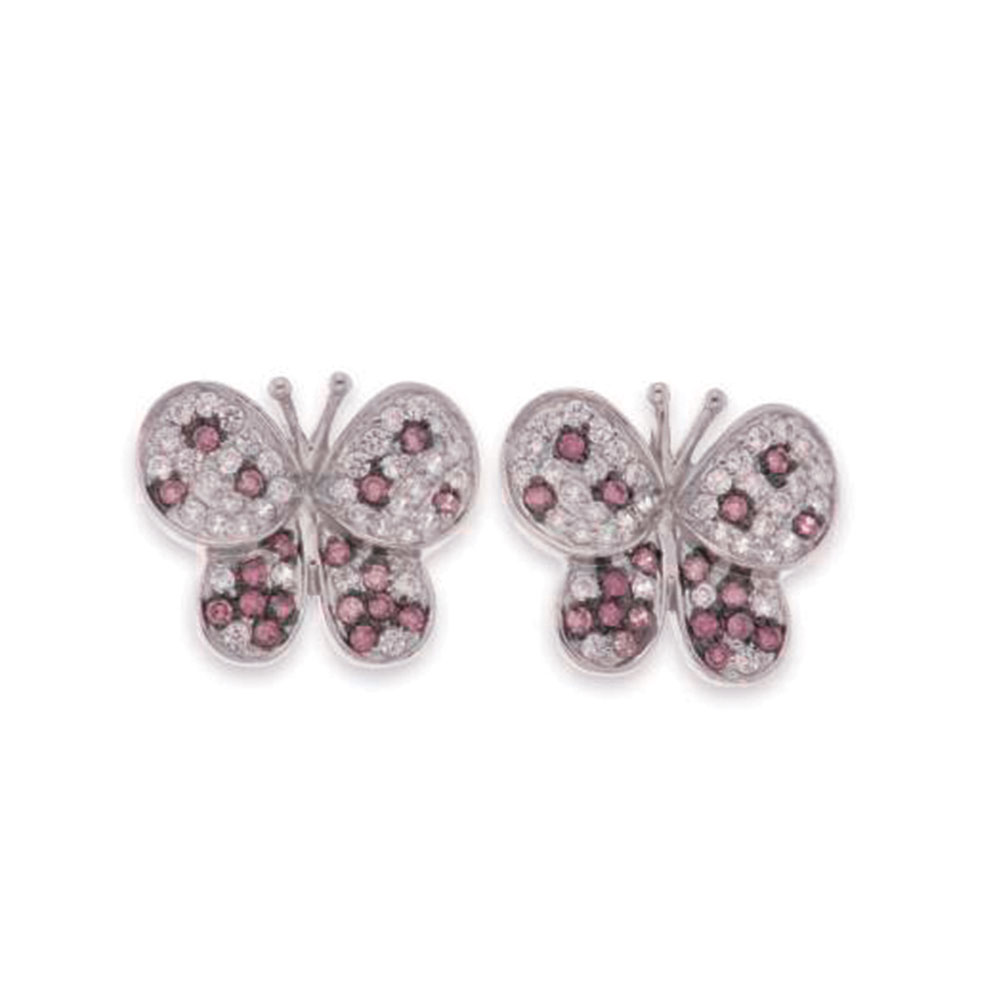 Cercei Pusete din argint  cu pietre Cubic Zirconia Incolor, Cubic Zirconia Liliachiu