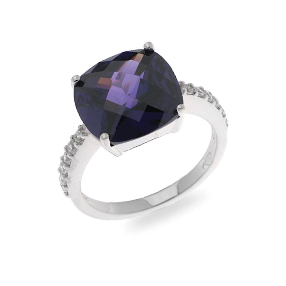 Inel din argint  cu pietre Cubic Zirconia Incolor, Cubic Zirconia Liliachiu