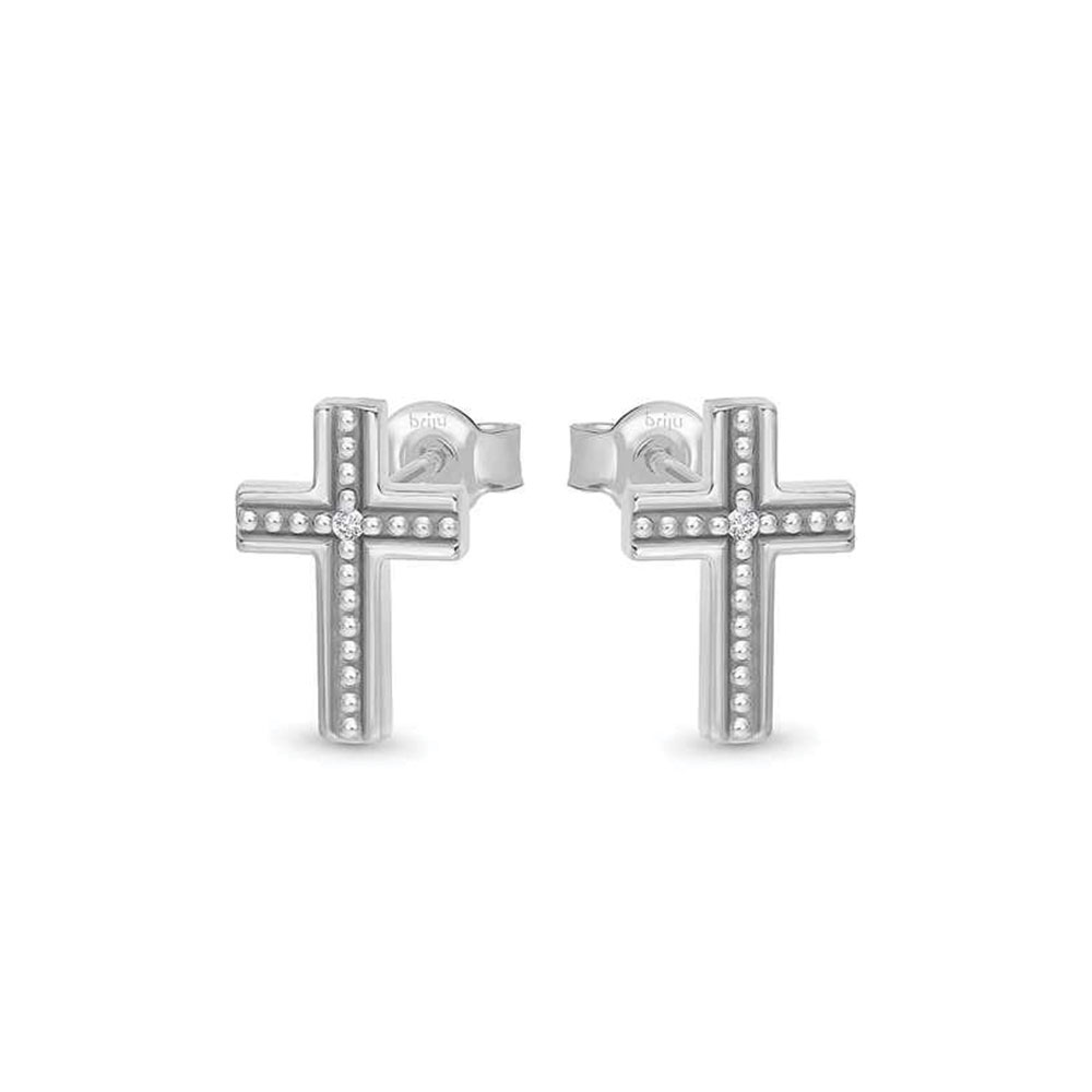 Cercei Pusete din aur alb cu pietre Cubic Zirconia Incolor