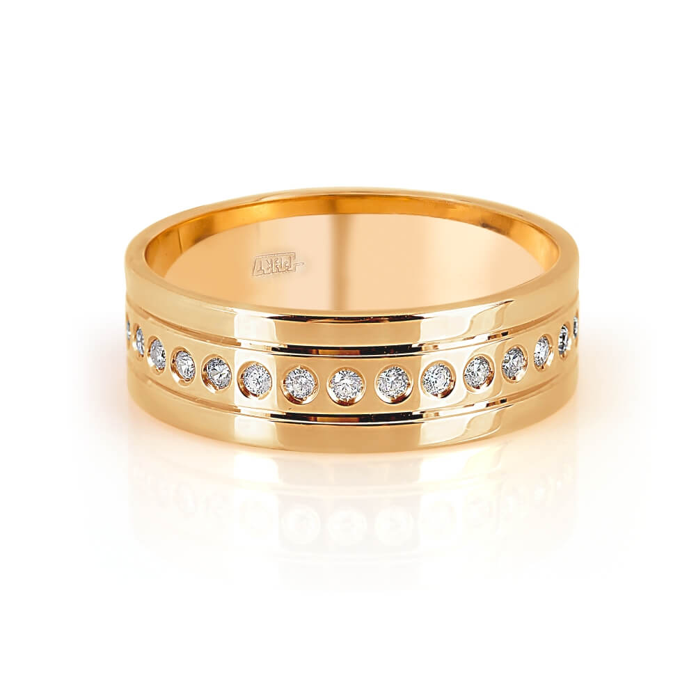 Verighetă din aur roșu cu pietre Cubic Zirconia Incolor
