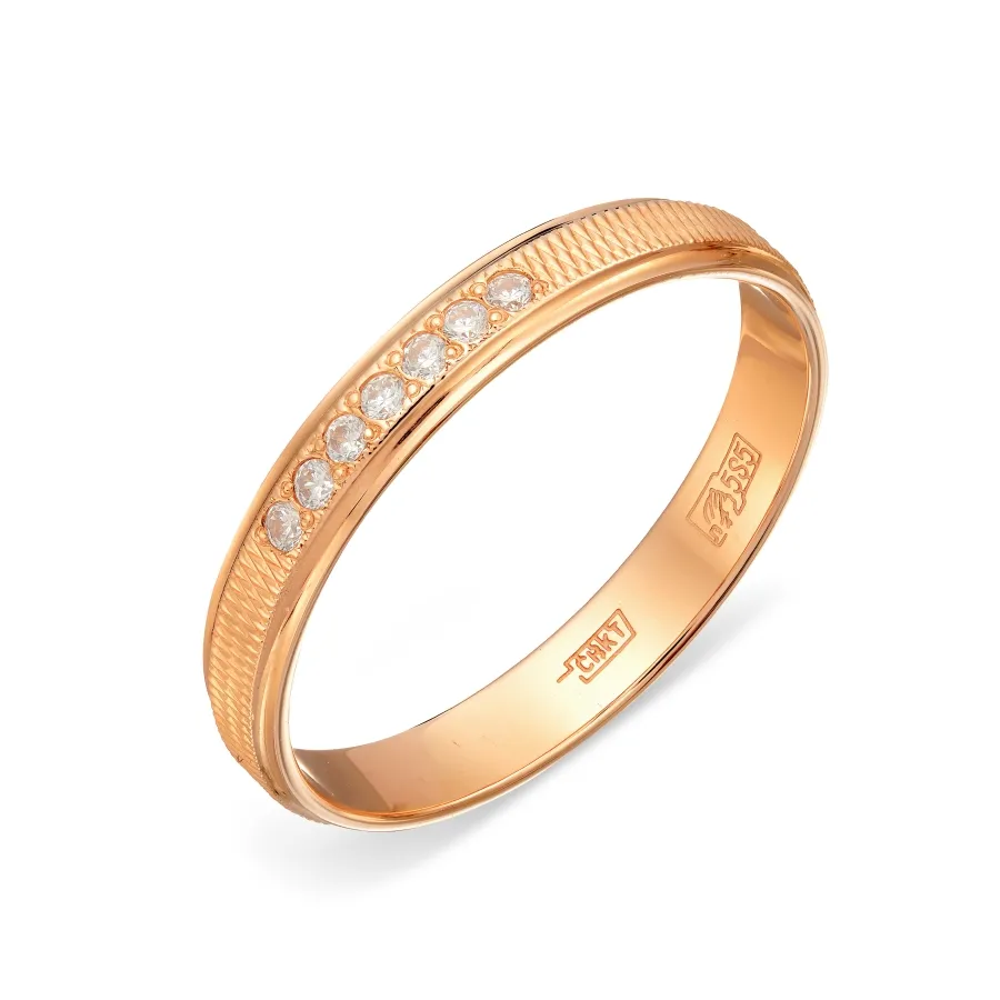 Verighetă din aur roșu cu Cubic Zirconia Incolor