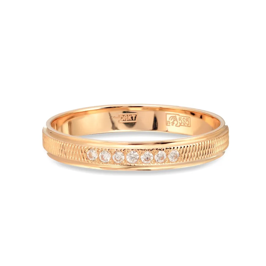 Verighetă din aur roșu cu Cubic Zirconia Incolor