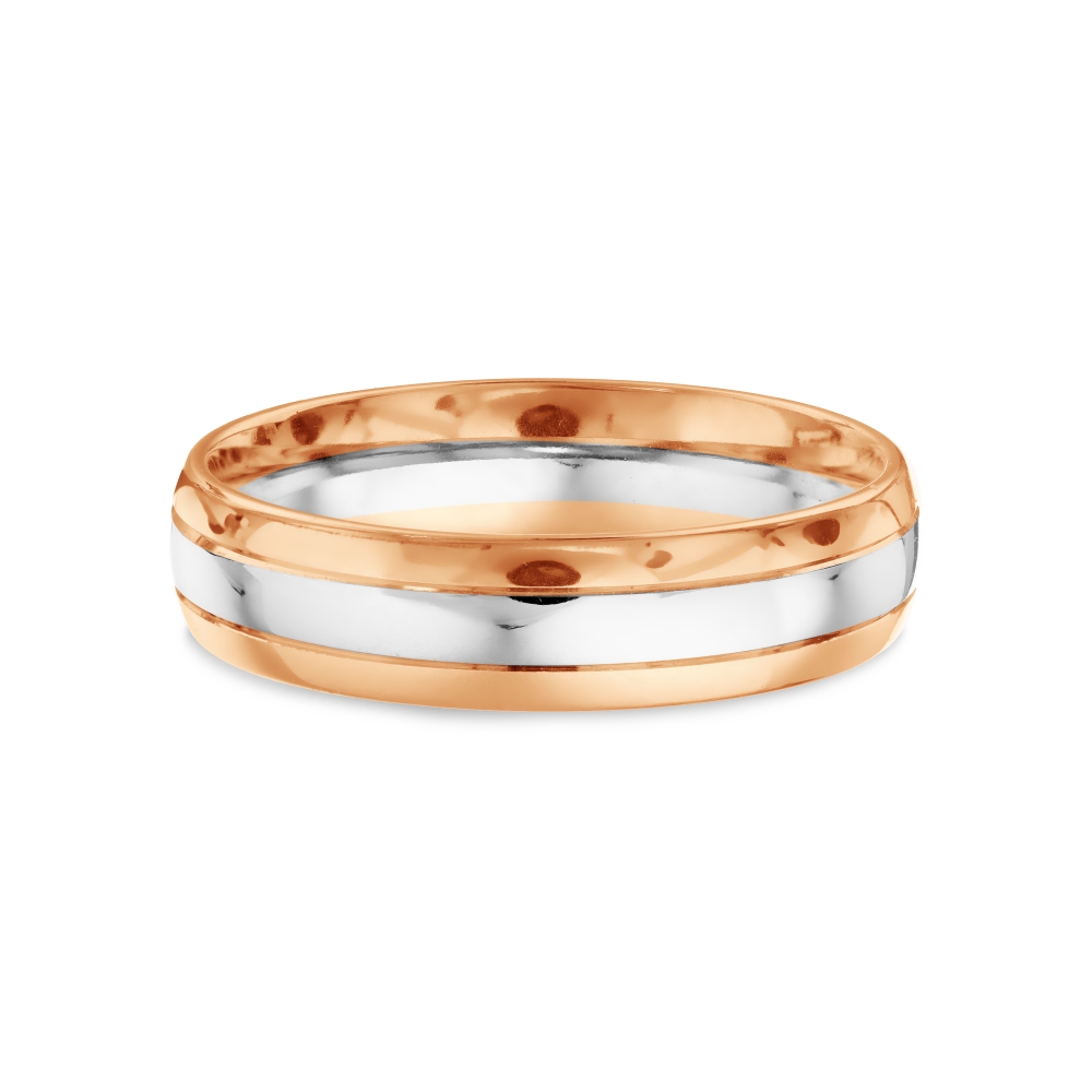 Обручальное кольцо из белого и красного золота без камней