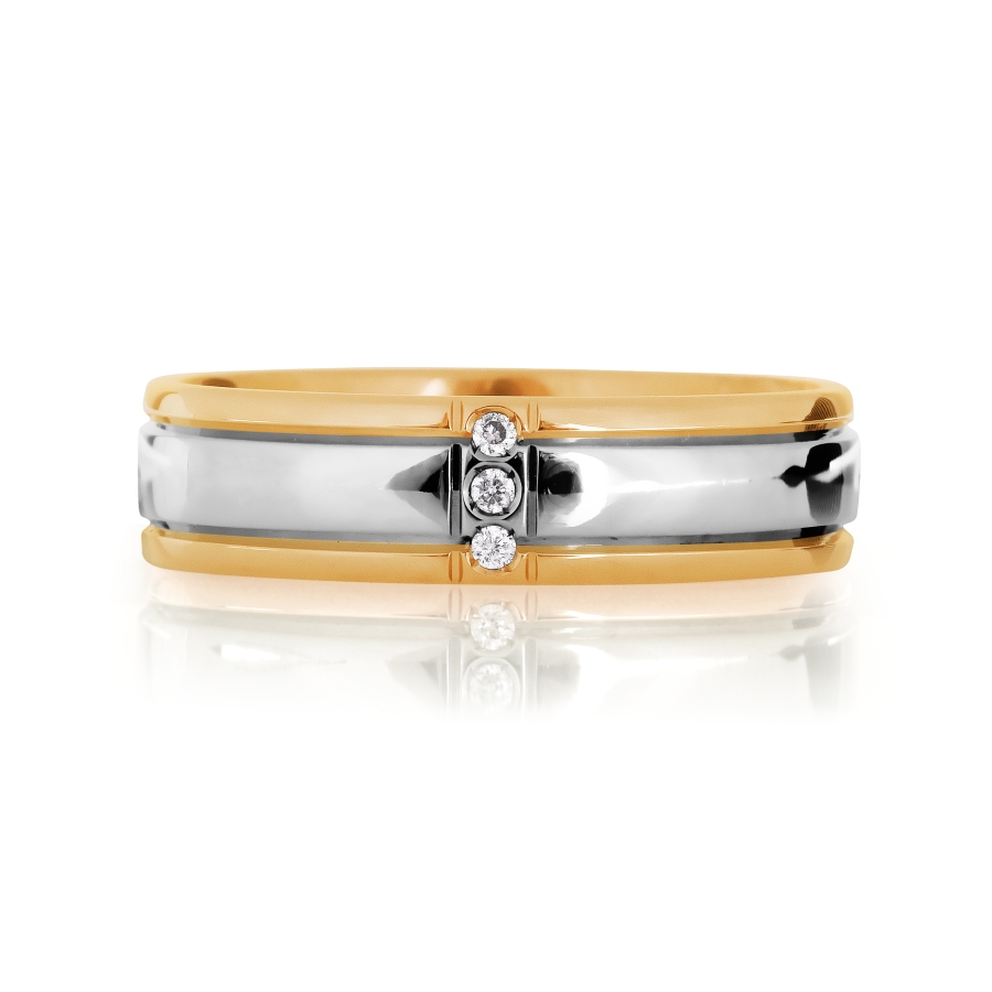 Обручальное кольцо из белого и красного золота с камнями Бриллиант