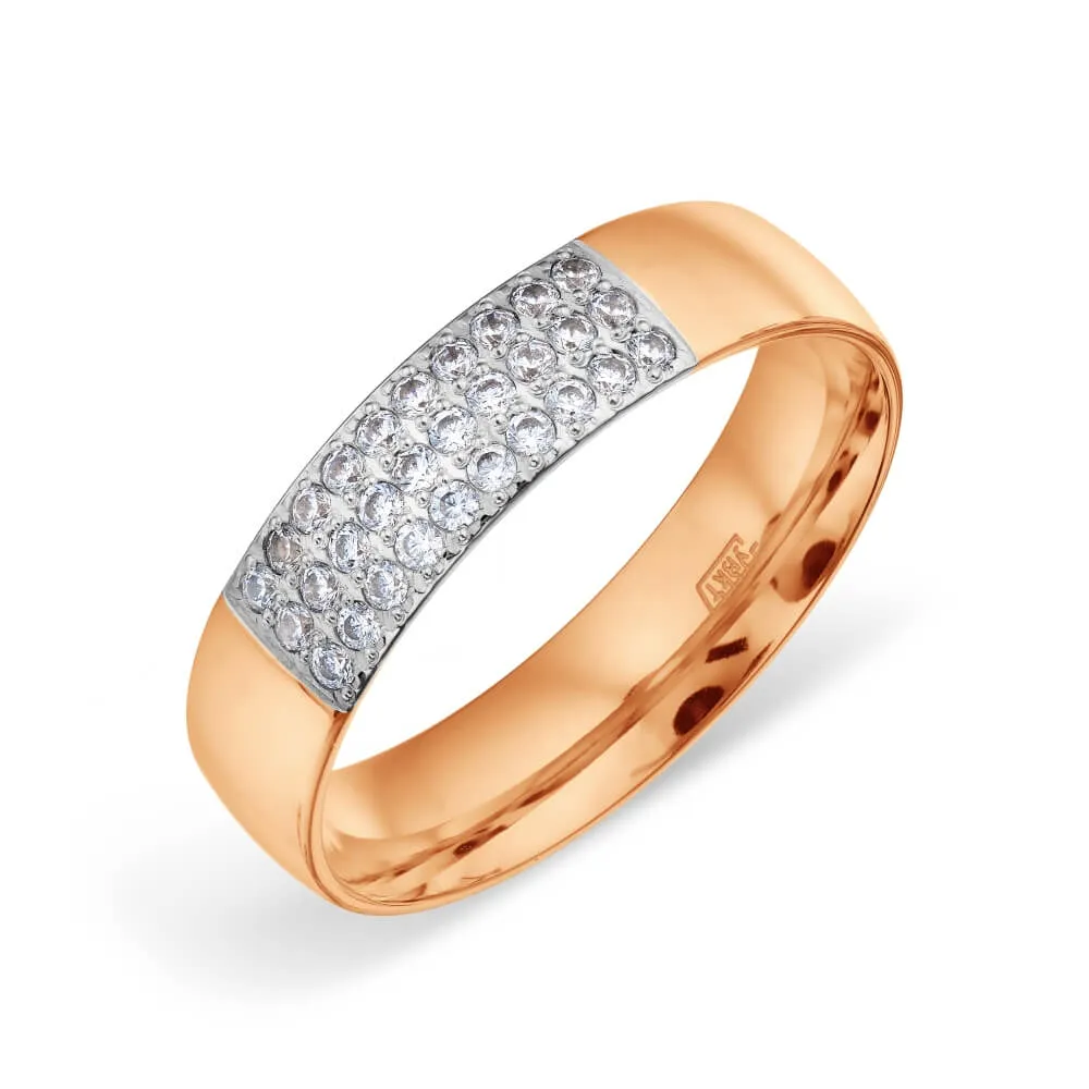 Verighetă din aur roșu cu Cubic Zirconia Incolor