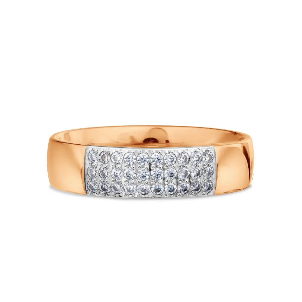 Verighetă din aur roșu cu Cubic Zirconia Incolor