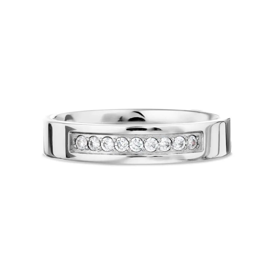 Verighetă din aur alb cu Cubic Zirconia Incolor