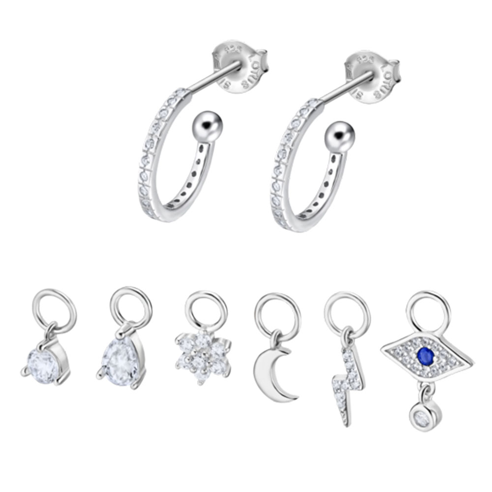 Cercei Pusete din argint  cu pietre Cubic Zirconia Incolor