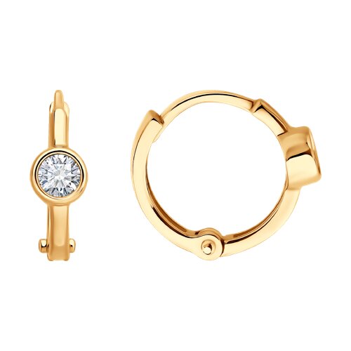 Cercei Creole din aur roșu cu pietre Cubic Zirconia Incolor