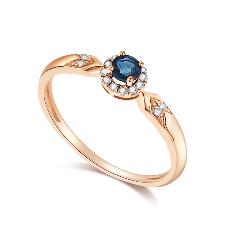 Inel din aur roșu cu pietre Diamant, Safir