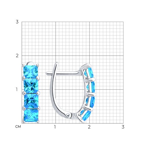 Cercei din argint  cu pietre Cubic Zirconia Albastru