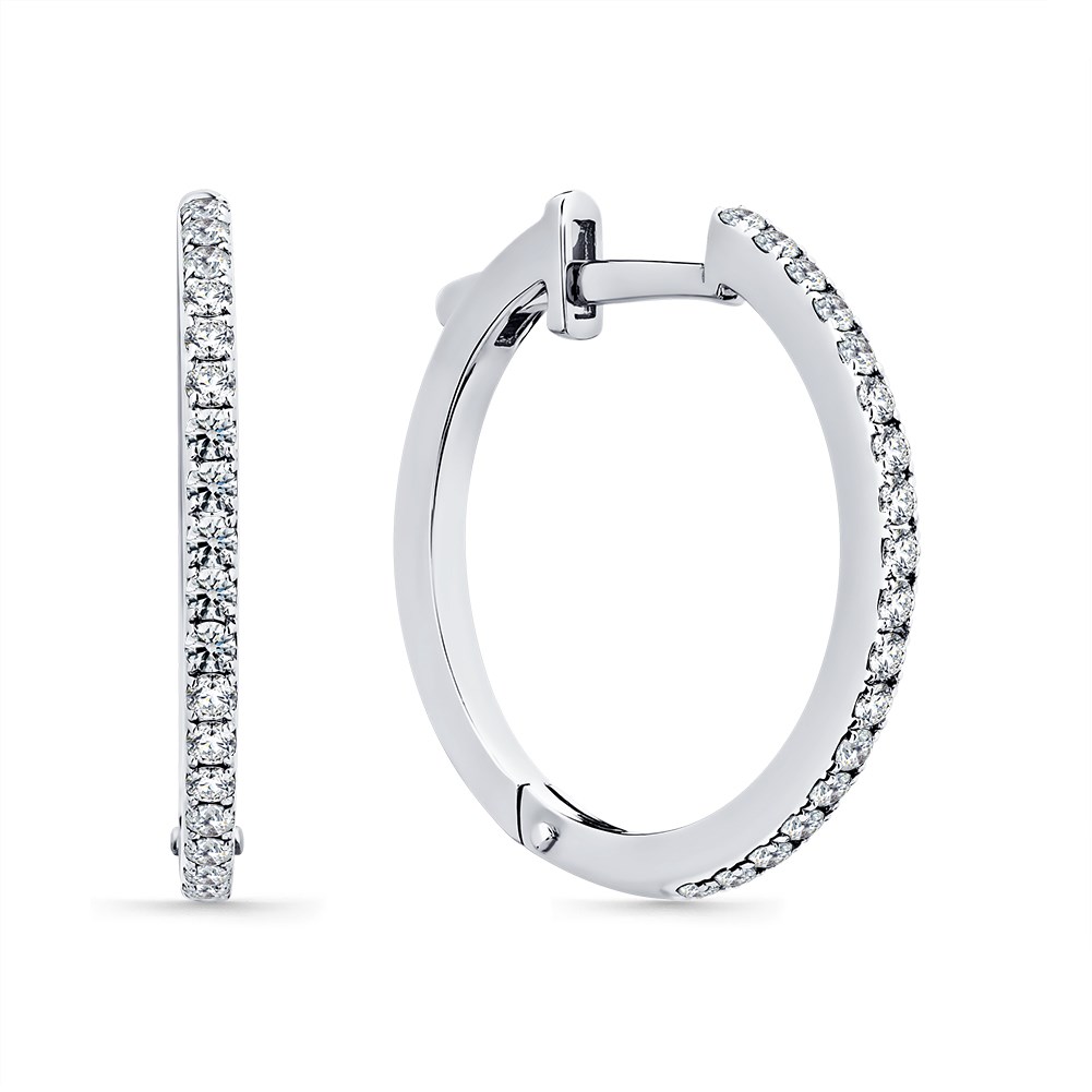 Cercei din aur alb cu pietre Diamant