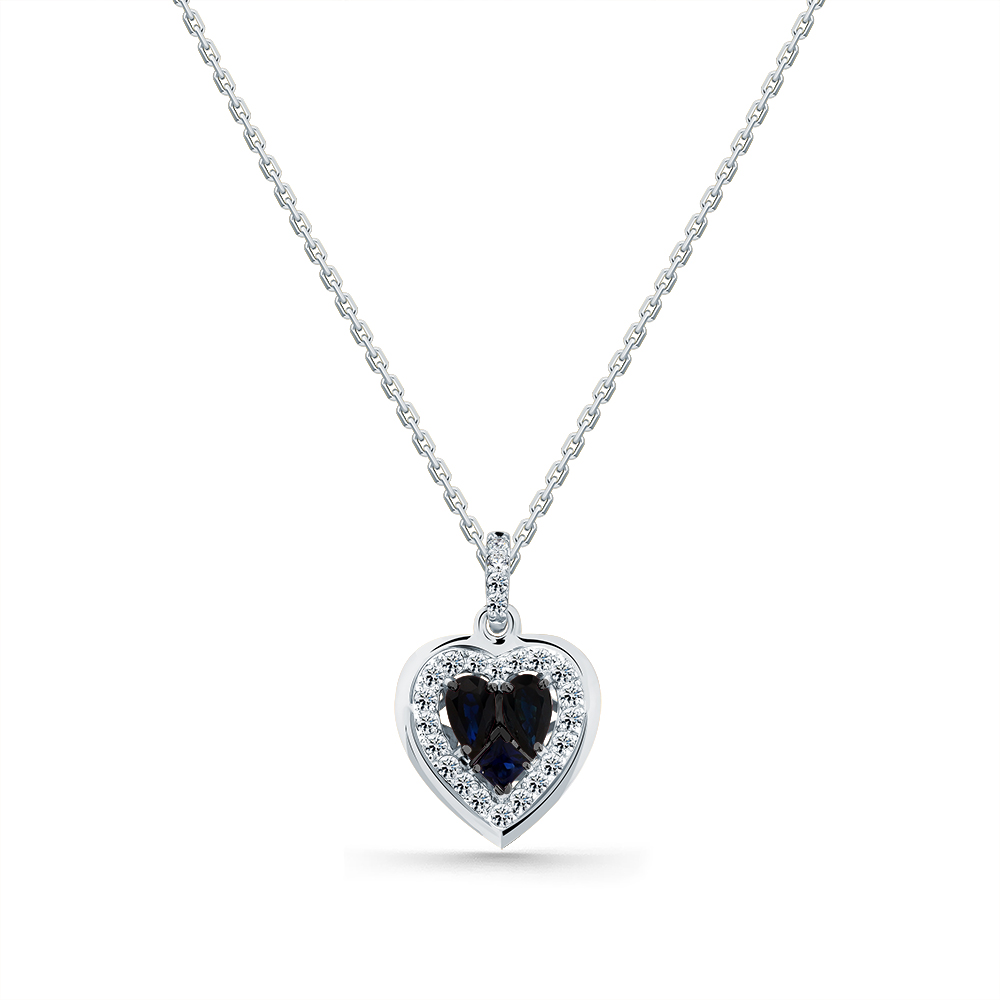 Colier din aur alb cu pietre Diamant, Safir