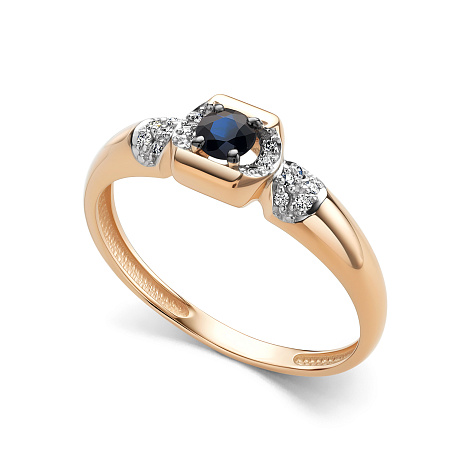 Inel din aur roșu cu pietre Diamant, Safir