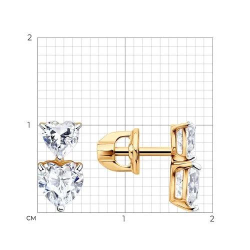 Cercei Pusete din aur roșu cu Cubic Zirconia Incolor