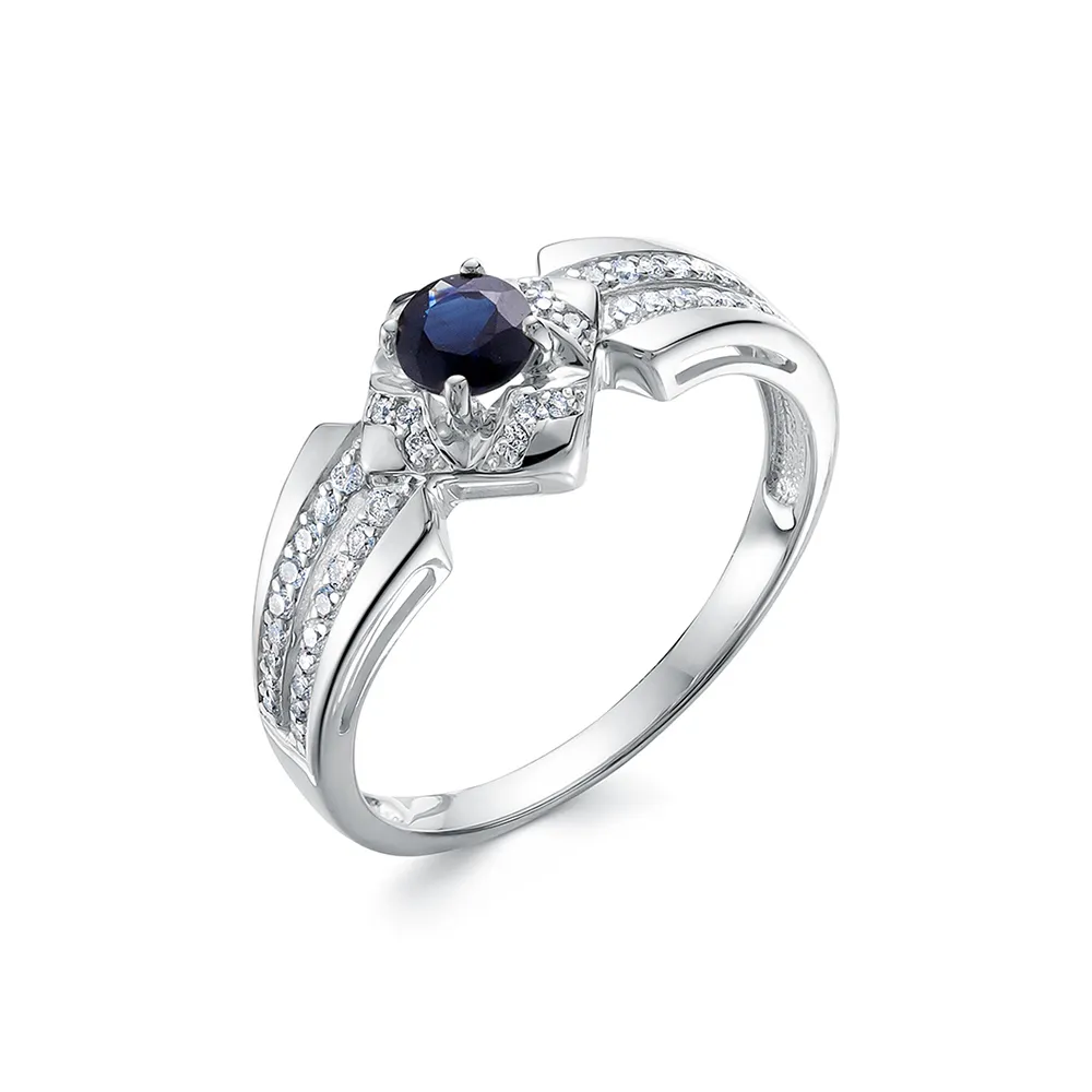 Inel din aur alb cu Diamant, Safir
