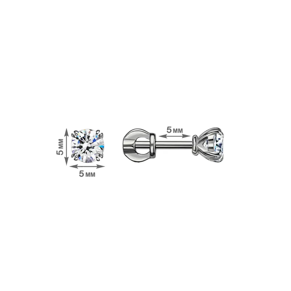 Cercei Pusete din aur alb cu Cubic Zirconia Incolor