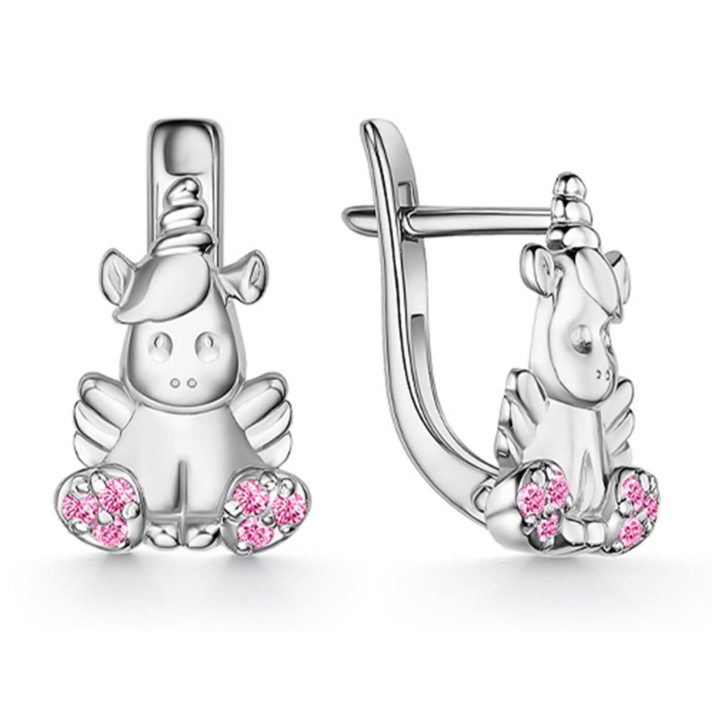 Cercei p-u copii din argint  cu pietre Cubic Zirconia Roz