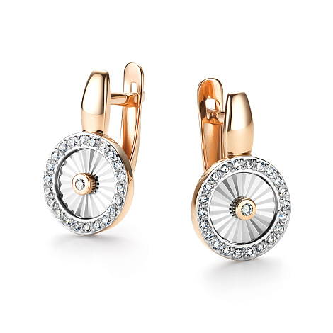 Cercei din aur roșu cu pietre Diamant