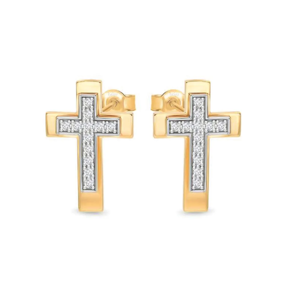 Cercei Pusete din aur roșu cu Cubic Zirconia Incolor