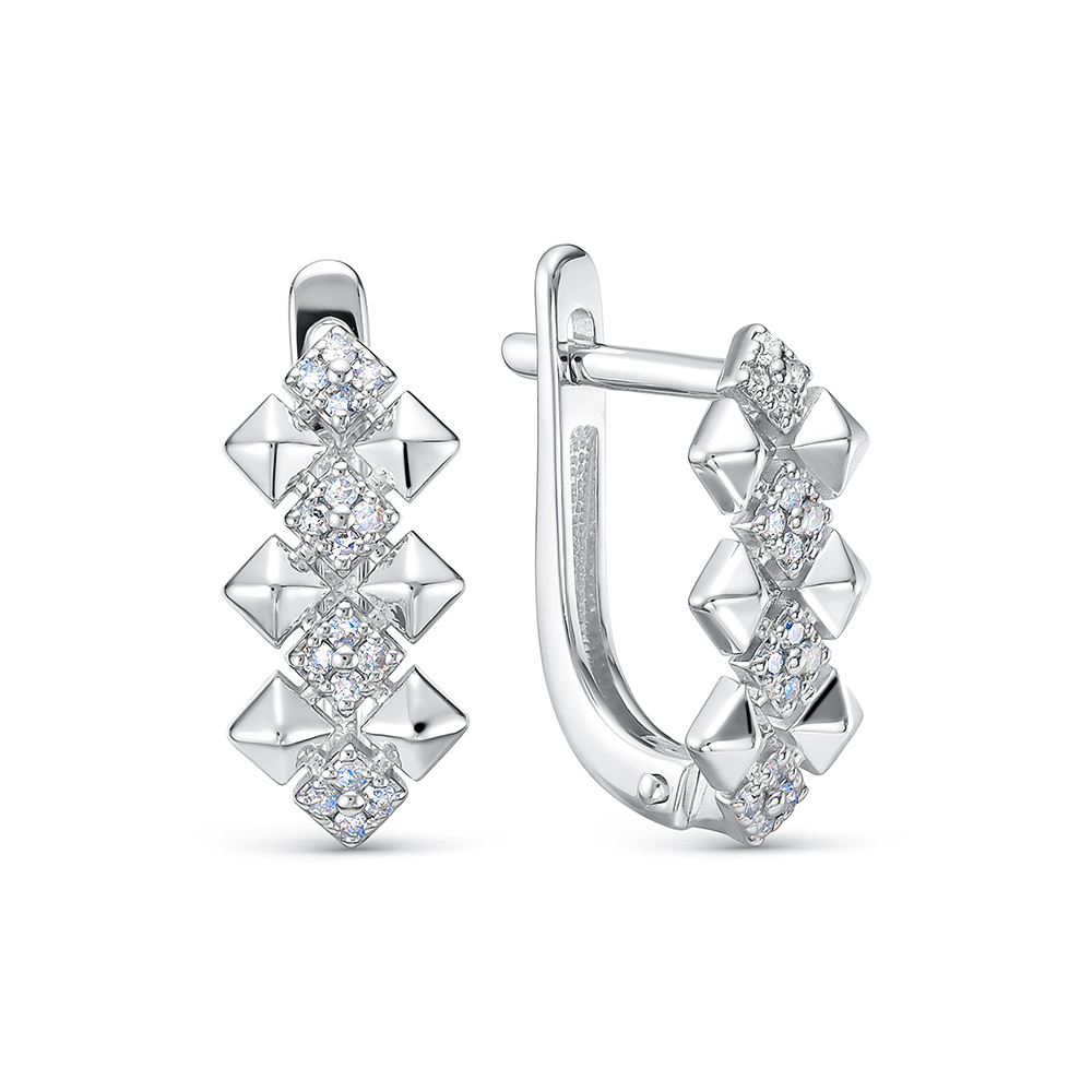 Cercei din aur alb cu pietre Diamant