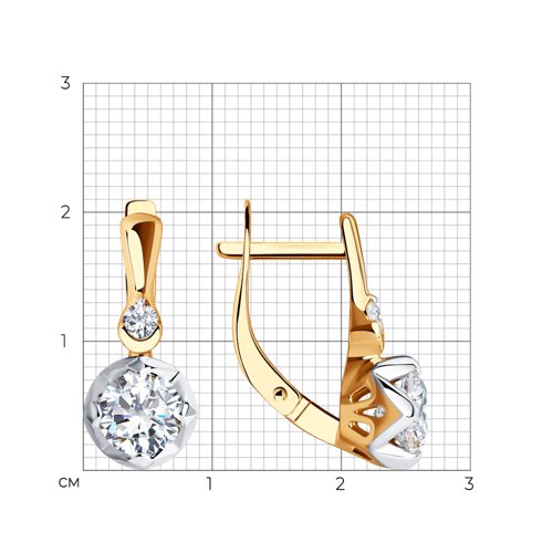 Серьги из красного золота с камнями Swarovski