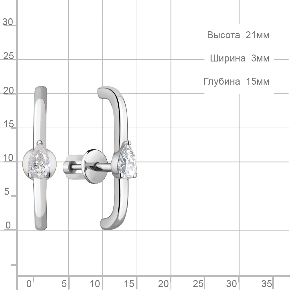 Cercei Pusete din argint  cu pietre Cubic Zirconia Incolor
