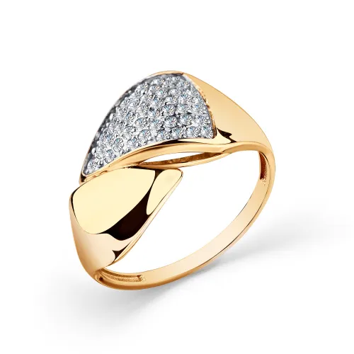 Inel din aur roșu cu Cubic Zirconia Incolor