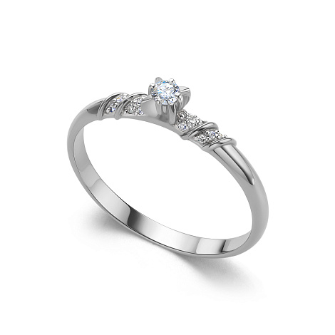 Inel din aur alb cu pietre Diamant