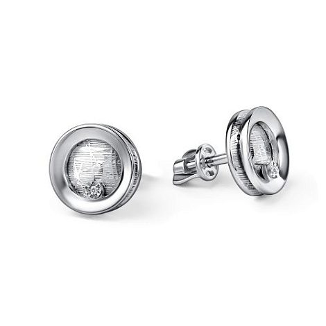 Серьги Пусеты из серебра с камнями Бриллиант