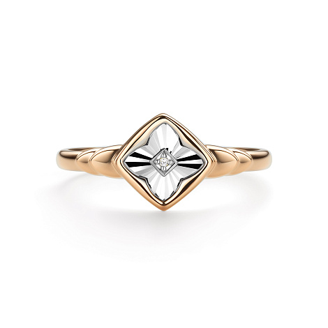 Кольцо из красного золота с камнями Бриллиант