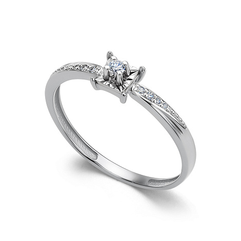 Кольцо из белого золота с камнями Бриллиант