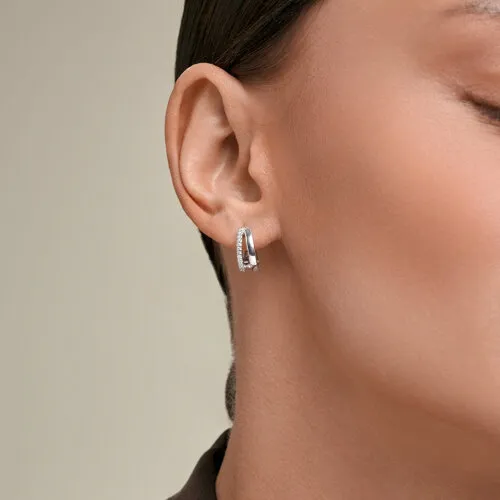 Cercei Creole din argint cu Cubic Zirconia Incolor