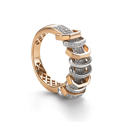 Inel din aur roșu cu pietre Diamant