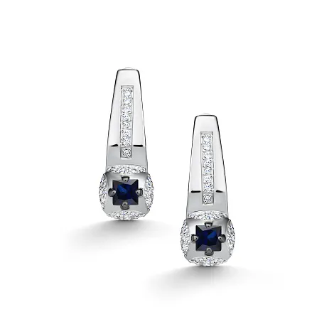 Cercei din aur alb cu Diamant, Safir