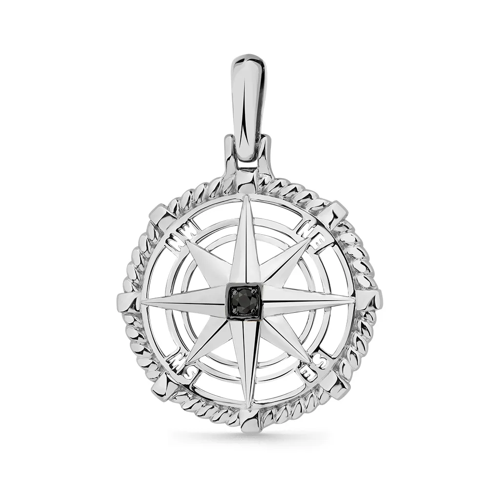 Pandantiv din aur alb cu Cubic Zirconia Negru