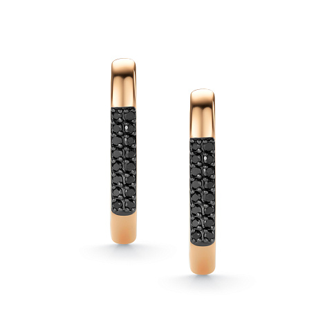 Cercei Pusete din aur roșu cu pietre Diamant, Diamant negru