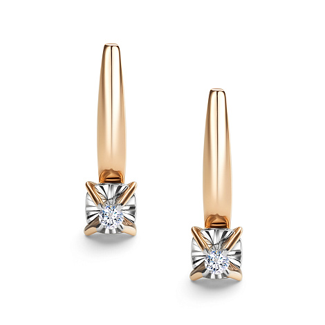 Cercei din aur roșu cu pietre Diamant