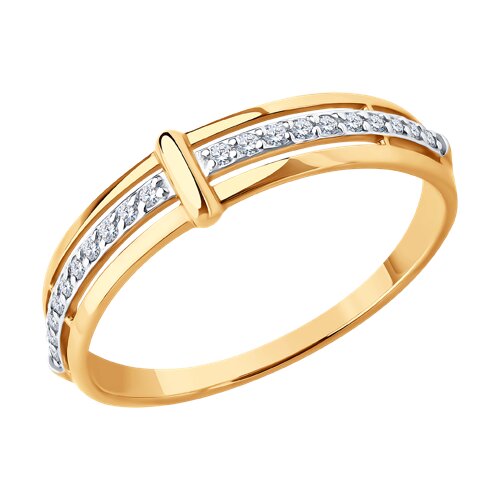 Inel din aur roșu cu pietre Cubic Zirconia Incolor