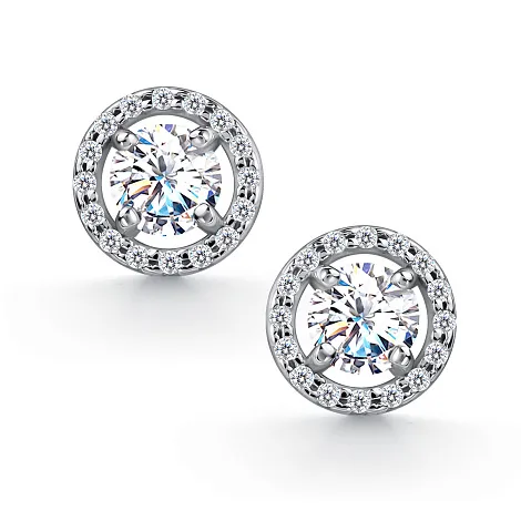 Cercei Pusete din argint cu Cubic Zirconia Incolor, Moissanite