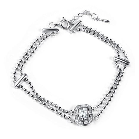Браслет из серебра с камнями Фианит, Горный хрусталь