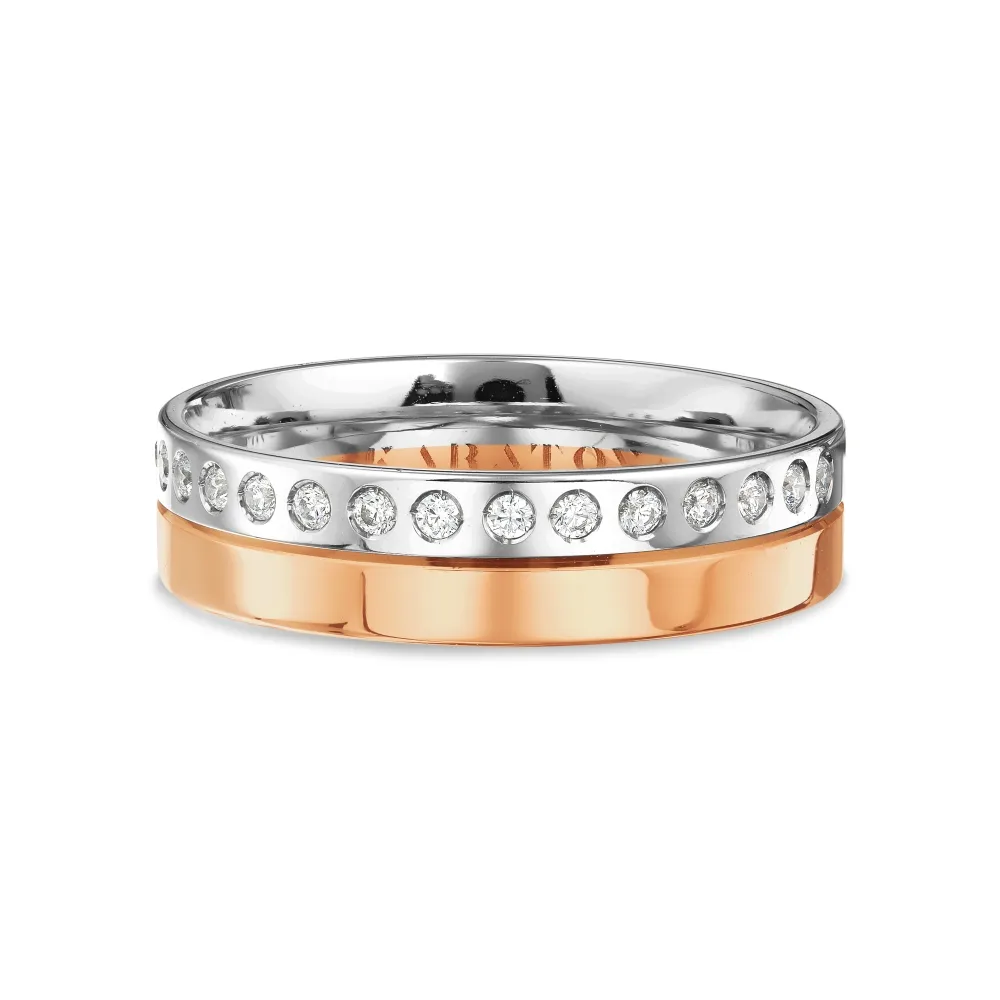 Verighetă din aur alb și roșu cu Cubic Zirconia Incolor