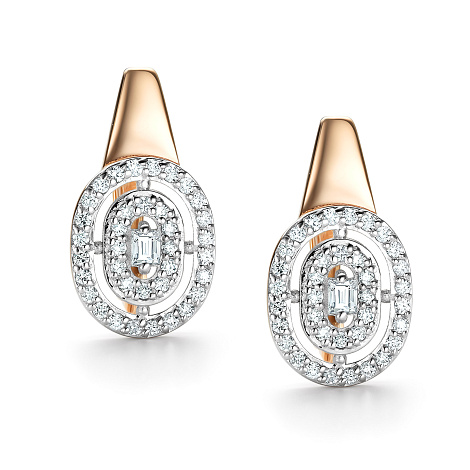 Серьги из красного золота с камнями Бриллиант