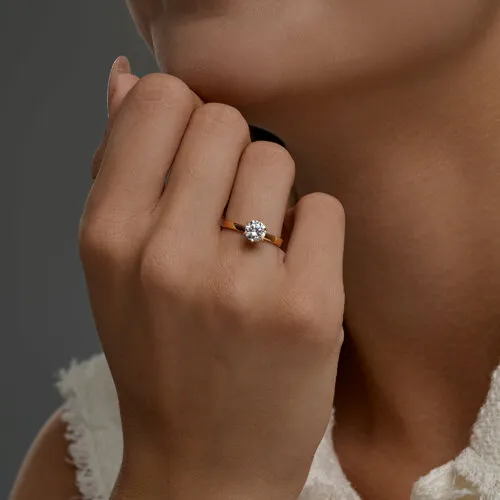 Inel din aur roșu cu Cubic Zirconia Incolor