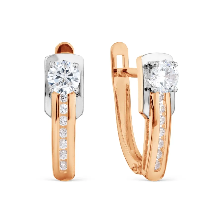 Cercei din aur roșu cu Cubic Zirconia Incolor