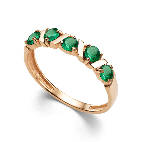 Inel din aur roșu cu pietre Smarald